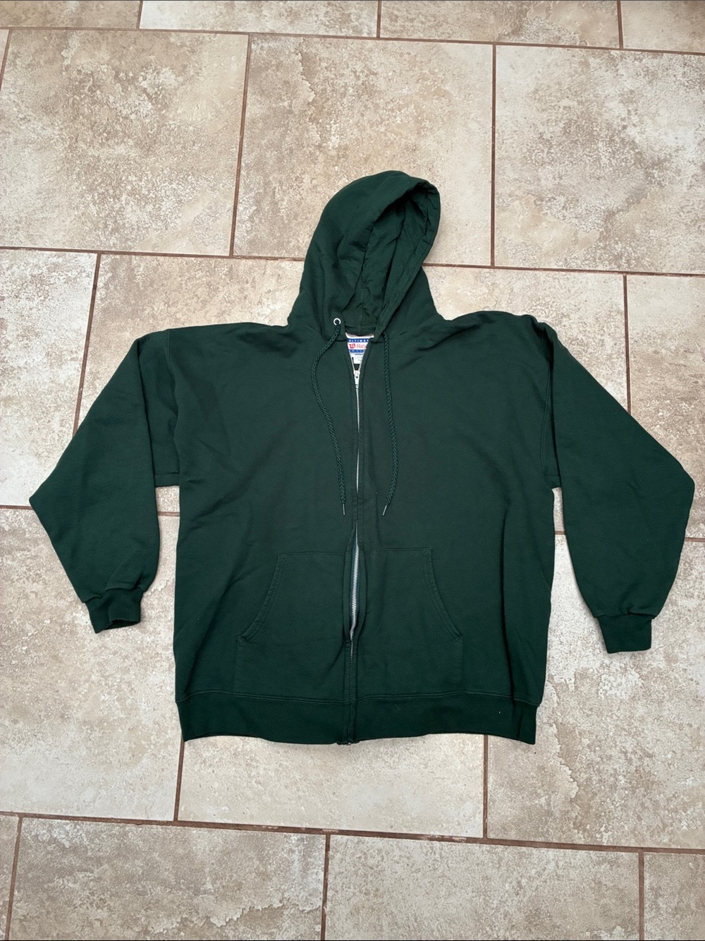 Hanes Men's Dark Green Full-Zip Hooded Sweatshirt